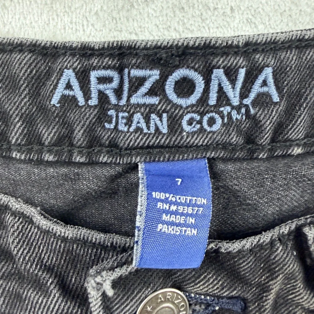 Arizona Jean Co Black Distressed Denim Shorts Women's Size 7 Hi-Rise Cotton